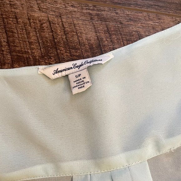 American Eagle Small Sheer Teal Tie Front Tank Top - Picture 2 of 5